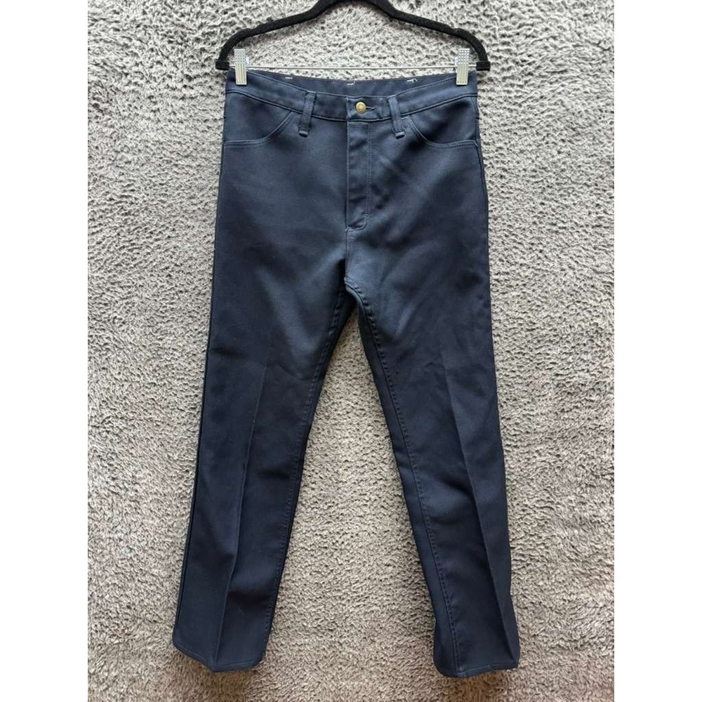 Vintage Wrangler Wrancher 82NY Polyester Dress Jeans Navy Blue Mens Size 32 x 32